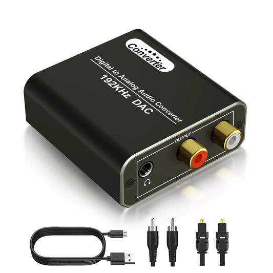 Interfaz de Audio 192kHz | Conversor Óptico a RCA y Jack 3.5mm